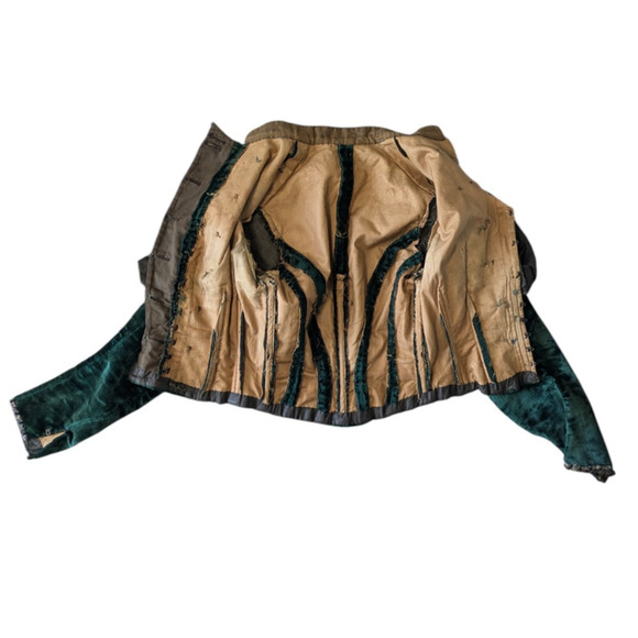 Antique Victorian 1890 Jacket Bodice Leg of Mutton Sleeve Velvet Double Breasted - Picture 3 of 16